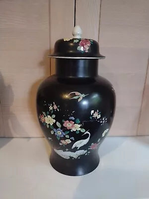 Buy Antique Carlton Ware Flowers And Birds On Black 13 1/2 Inches Lidded Ginger Jar • 120£