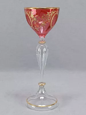 Buy Antique Bohemian Raised Gold Floral Scrollwork & Cut Medallion Cranberry Wine A • 194.15£
