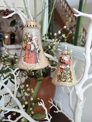 Buy Set Of Two Vintage Gold Father Christmas Bell Baubles • 10£