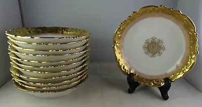 Buy 12 Antique Limoges LS & S Antique Porcelain Berry Bowls Gold Snowflake Center • 121.36£