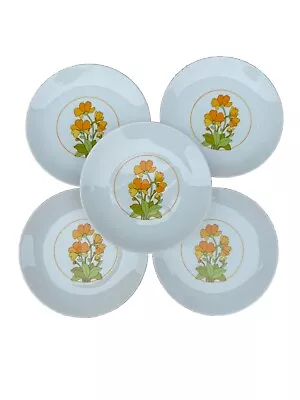 Buy Thomas Rosenthal Summer Yellow Orange Floral Bread Plates 70s MCM Set Of 5 • 37.27£