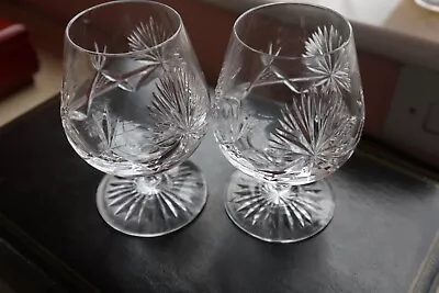 Buy 2 Edinburgh Crystal Brandy Glasses  Star Of Edinburgh  Design Signed 4.3/4  Tall • 40£