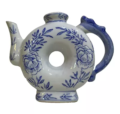 Buy Vintage Chinese Porcelain Blue White Teapot  Dragon Handle Donut Shape No Lid • 13.93£