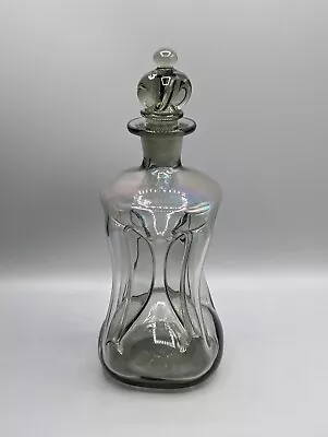 Buy Holmegaard Denmark Smoked Kluk Kluk Glass Decanter Pinched, Vintage, Jacob Bang • 50£