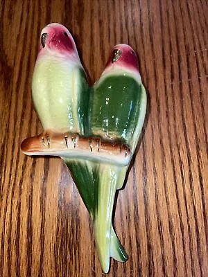 Buy Royal Copley 1950s Pair Of Parakeet Wall Pocket Vase Green Yellow Pink Vintage • 18.59£