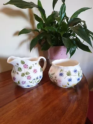 Buy Queens Country Meadow Bone China Sugar Bowl And Creamer • 6.99£