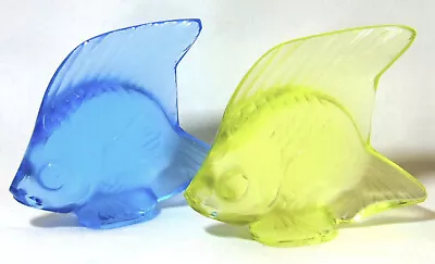 Buy Lalique (France) Glass Angel Fish Figurines (Blue/Yellow) • 99.99£