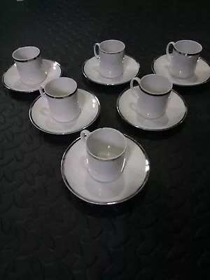Buy Thomas Germany  Platinum Silver Band SET OF SIX Coffee CANS AND SAUCERS • 14.99£