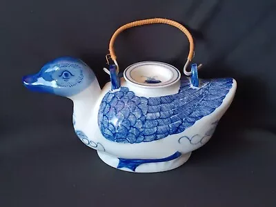 Buy Vintage Blue & White Hand Painted  Duck Teapot Made In China. No Chips Or Cracks • 9.32£