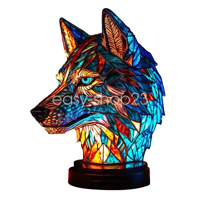 Buy Stained Resin Animal Night Light Resin Stained Glass Bedside Light Home Ornament • 18.22£