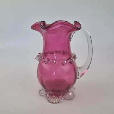 Buy Antique 19th Century Cranberry Glass Jug 11.5cm High • 29£