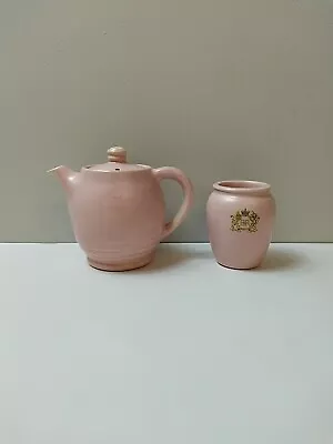 Buy Vintage Ceramic Govancroft Light Pink Stoneware Tea Pot And Sugar/Milk Pot  • 6.99£
