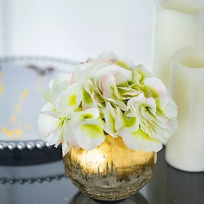 Buy 4-Inch Tall Gold Crackle GLASS CANDLE HOLDER VASE Party Wedding Centerpieces • 33.91£