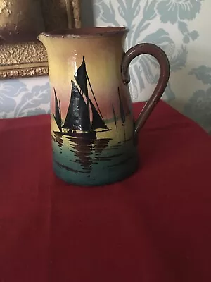 Buy Royal Torquay Pottery Motto Jug  He Who Hesitates Is Lost  Depicting Ship/river • 6£