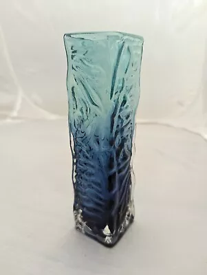 Buy Vintage 1970’s Ocean Blue Japanese Tajima Glass Bark Vase • 26.90£