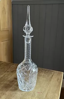 Buy Vintage Crystal Cut Glass Decanter Tall Decanter With Original Stopper • 14.99£