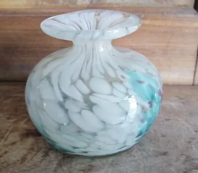 Buy Retro Vintage Blue & White Signed Mdina Art Glass Paperweight  • 6.99£