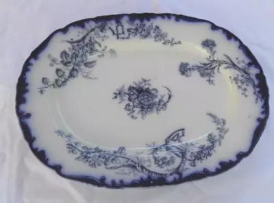 Buy Antique Cauldon China, Medium Platter, Meat Drainer, Blue And White Floral • 4£