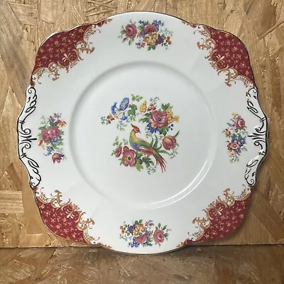 Buy Vintage Paragon Red Rockingham Bird Of Paradise Square Serving Cake Plate 24cm • 7.99£