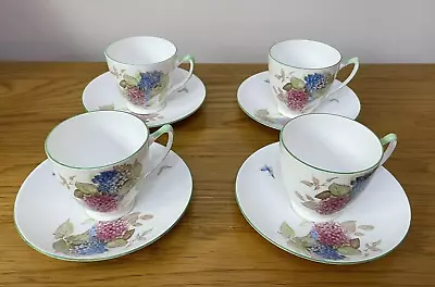 Buy SHELLEY Fine Bone China Set Of 4 Cups And Saucers, White With Floral Pattern. • 30£