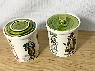 Buy Pair Of Lovely Vintage Holkham (Norfolk England) Storage Pots - Green - Lidded • 14.39£