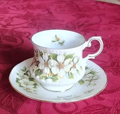 Buy Queens Fine Bone China Rosina China Co. Ltd Tea Cup And Saucer Dogwood Pattern • 11.20£