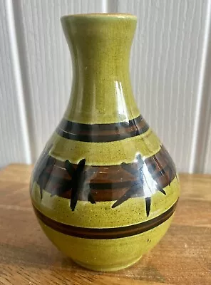 Buy Vintage Brixham Pottery Devon Brown Green Glazed Ceramic  Vase 3.5” Retro 6.5” • 10£