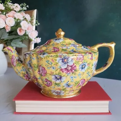 Buy Large Sadler Sophie Chintz Teapot Yellow Made In England 5111 Great Condition • 160£