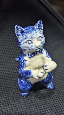 Buy Delft Playful Cat Kitten,Bow Tie, Blue & White Pottery, 4  High, Antique Vintage • 29.99£