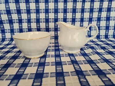 Buy Vintage Duchess Bone China White And Gold Sugar Bowl And Jug • 9.99£