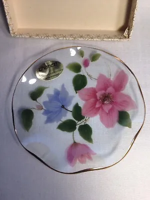 Buy Vtg Chance Glass By Pilkington Hand Painted Flowers Dish Made In England • 11.18£