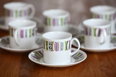 Buy Shelley Vintage 1960s Cleopatra Pattern 6 X Cups And Saucers Set • 19£