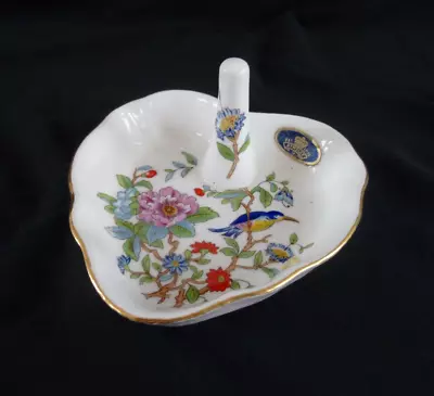 Buy AYNSLEY Fine Bone China PEMBROKE Pattern Heart Shape RING STAND Dish • 9.25£