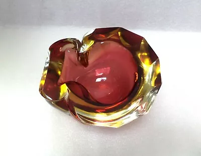 Buy Murano  Venetian  Mandruzzato  Pink  Amber  Art  Glass  Bowl  Vase • 75£