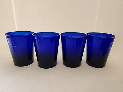 Buy Vintage Libbey Cobalt Blue 10oz Glasses Flared 4.5  Set Of 4 Tumbler Rocks Glass • 19.79£