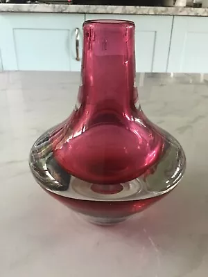 Buy Cranberry Cased Glass Vase - Size 16cm High X 13cm Across The Widest Part • 15£