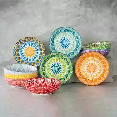 Buy Multicoloured Bowl Set 10Pieces Housewares Stoneware Bowls UK New • 20.99£