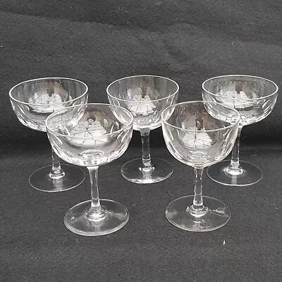 Buy 5 Vintage Champagne Crystal Coupe Saucer Lens Cut Saucers • 32.99£