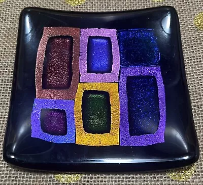 Buy Fused Art Glass Square Trinket Plate Dish Jane Tivol Studio Hand Made Signed • 46.67£