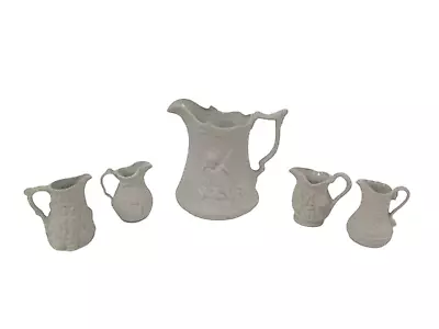 Buy Bundle X5 Portmeirion Parian Ware Jugs Collectible Ceramic White Decorative • 10.50£