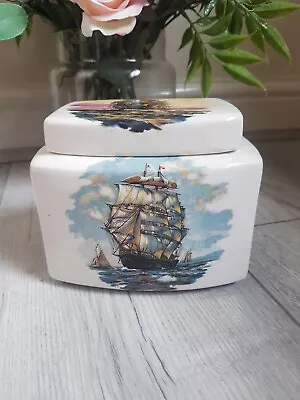 Buy Vintage Bristol Pottery Sail Ships Tobacco Jar Lidded Pot • 10£