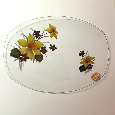 Buy Glass Floral Serving Platter Yellow Flowers Made In England By Chance Glass • 14.91£
