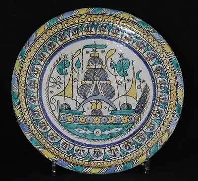 Buy Antique 18th C Mokhfia, Ceramic Plate Dish, Fès Morocco, RARE Decor Sailing Ship • 1,087.25£