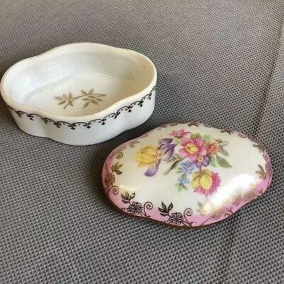 Buy Vintage Dresden Germany China Floral Trinket Pill Ring Storage Box • 7.95£