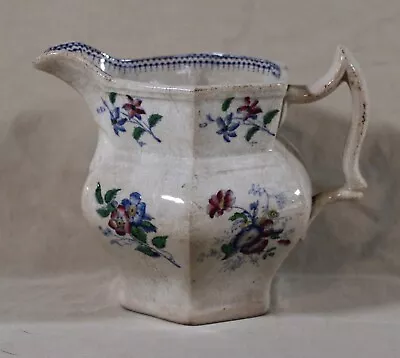 Buy Antique Vintage Floral Stained Crazed Ironstone Pitcher Shabby Chic, 1880s • 46.60£