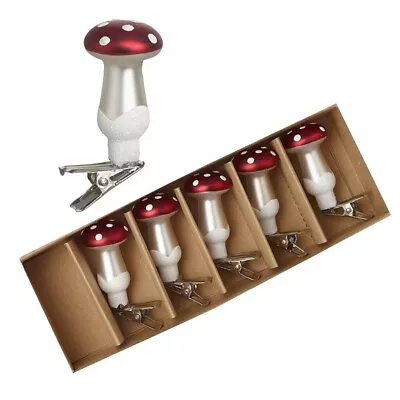 Buy Heaven Sends Set Of 6 Glass Toadstool Clip On Novelty Christmas Tree Decorations • 9.49£