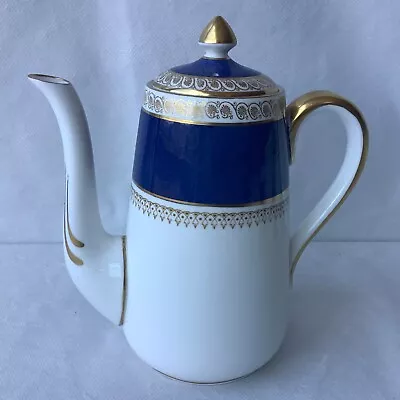 Buy Vintage China Coffee Pot - Royal Staffordshire Coffee Pot With Blue & Gold Decor • 9.95£