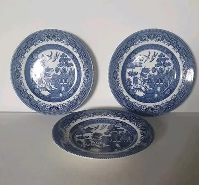 Buy Churchill Blue Willow Pattern Set Of 3 Side Plates 16.5cm Diameter • 12£