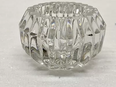 Buy Vintage Faceted Clear Cut Glass Candle Tealight Holder • 8£