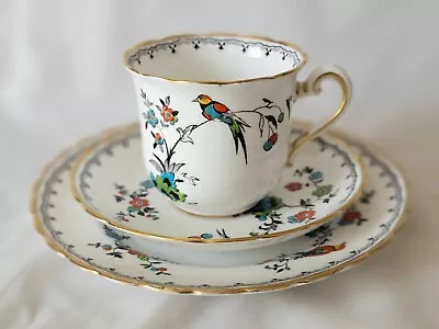 Buy English Tuscan Porcelain Trio Of Cup, Saucer And Cake Plate, Birds, Circa 1930's • 45£